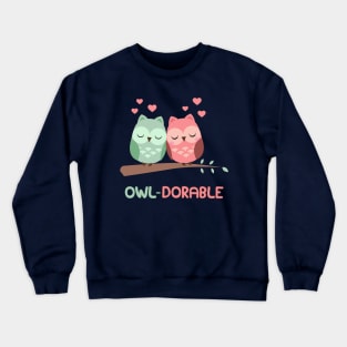 Owl-Dorable - Adorable Owl Couple In Love Tree Branch Crewneck Sweatshirt